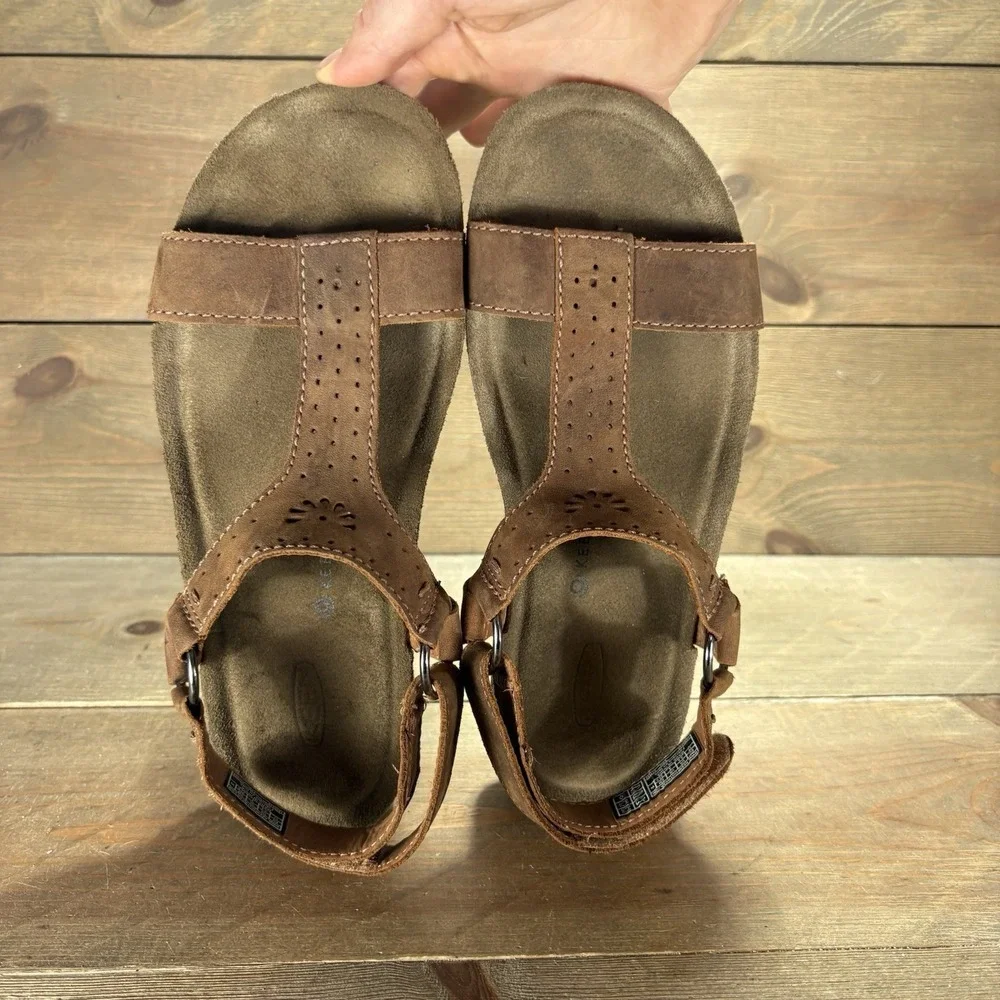 keen kaci ana womens size 6.5 shoes brown leather t strap comfort sandals